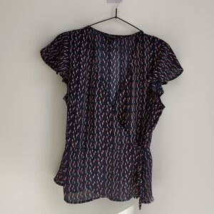 Banana Republic Blue and Red Patterned Women's Top